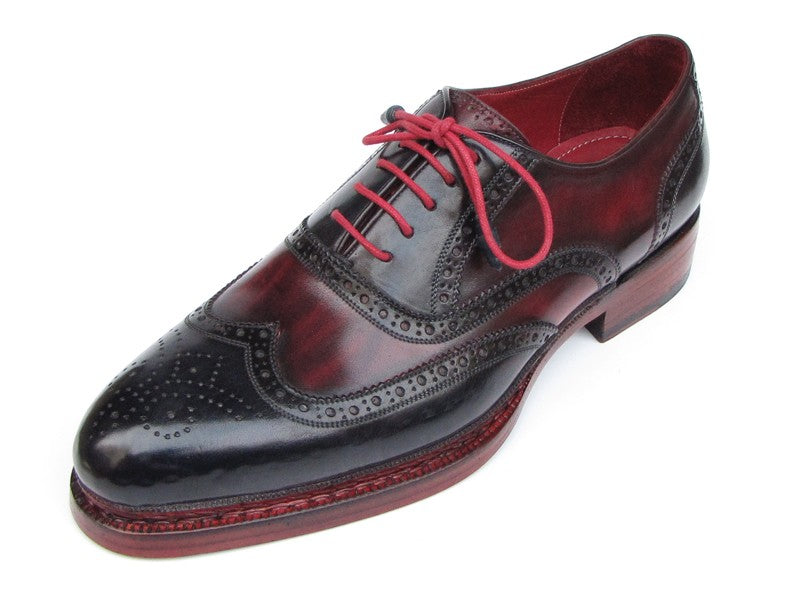 Paul Parkman Men's Triple Leather Sole Wingtip Brogues Navy & Red (ID#027-TRP-NVYBRD) - Semper Fi Leather
