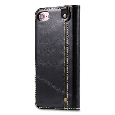 Black Waxy Leather iPhone Wallet Case - Semper Fi Leather