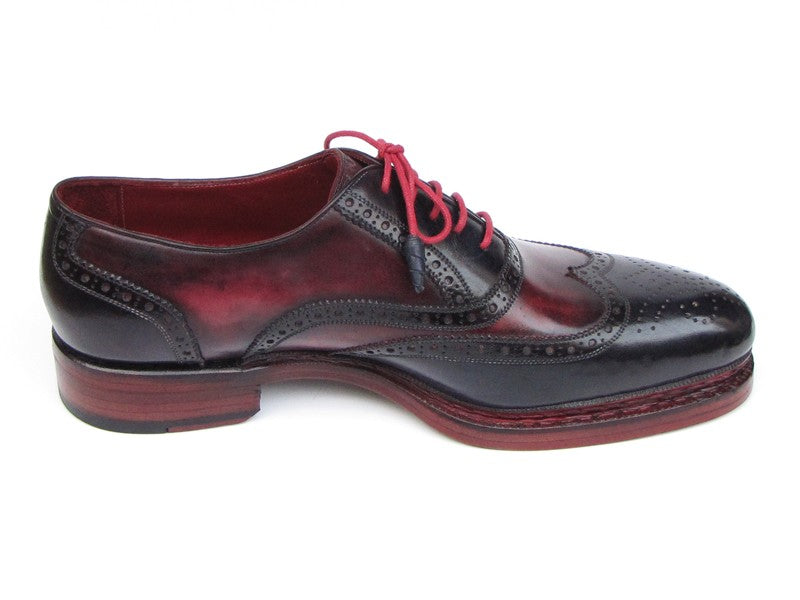 Paul Parkman Men's Triple Leather Sole Wingtip Brogues Navy & Red (ID#027-TRP-NVYBRD) - Semper Fi Leather