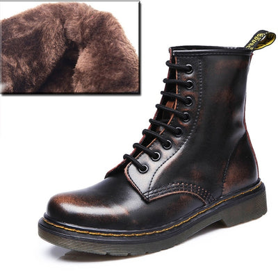 2018 Boots Women Genuine Leather Shoes For Winter Boots Shoes Woman Fashion Warm Genuine Leather Botas Mujer Female Ankle Boots - Semper Fi Leather