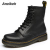 Aneikeh Women Ankle Boots Shoes Woman 2018 Spring Fall Genuine Leather Lace Up Shoes Punk Plus Size 43 44 Riding, Equestr Boots - Semper Fi Leather