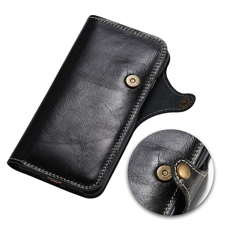 Black Waxy Leather iPhone Wallet Case - Semper Fi Leather