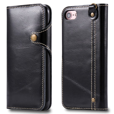 Black Waxy Leather iPhone Wallet Case - Semper Fi Leather