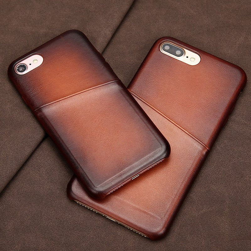 Antique Lamb Leather iPhone Card Case - Semper Fi Leather