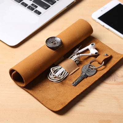 Genuine leather Cable Manager Storage Bag - Semper Fi Leather