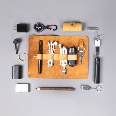 Genuine leather Cable Manager Storage Bag - Semper Fi Leather