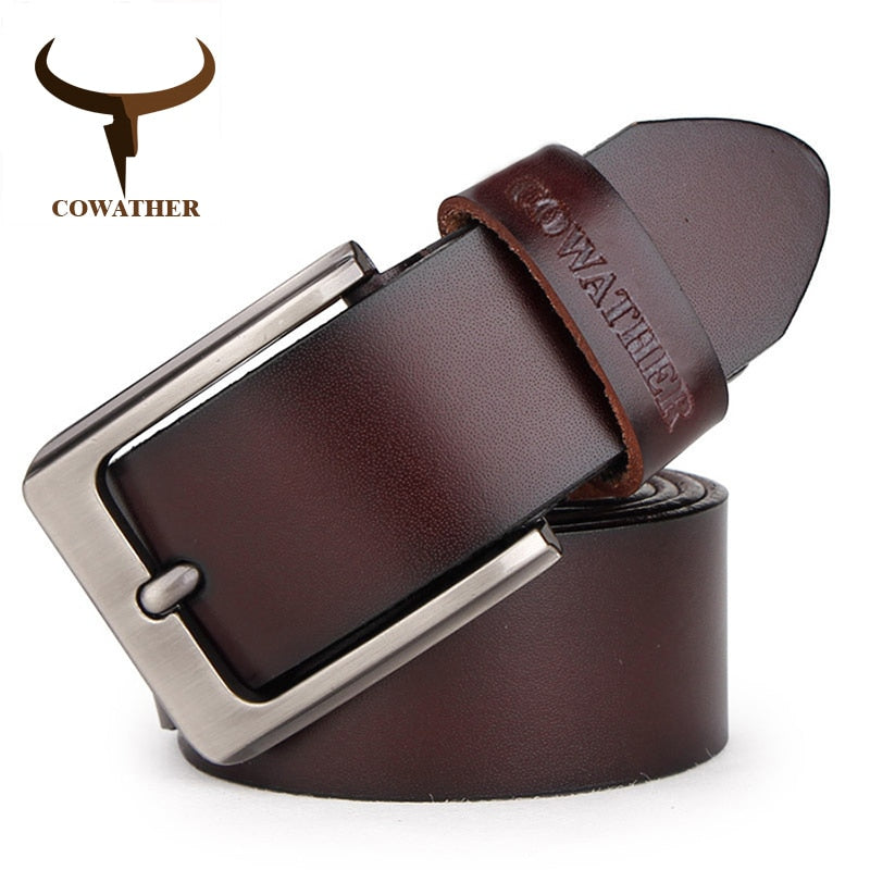 COWATHER men belt cow genuine leather designer belts for men high quality fashion vintage male strap for jaens cow skin XF002 - Semper Fi Leather