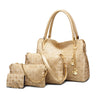 4pcs Women's Leather Handbags Top Handle Shoulder Bag + Tote Bag + Crossbody Bag + Wallet - Semper Fi Leather
