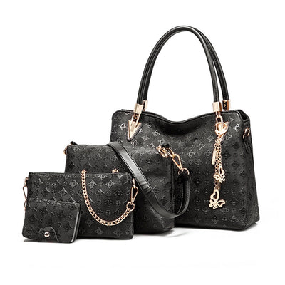 4pcs Women's Leather Handbags Top Handle Shoulder Bag + Tote Bag + Crossbody Bag + Wallet - Semper Fi Leather
