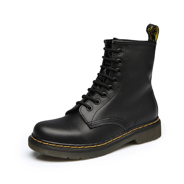 Aneikeh Women Ankle Boots Shoes Woman 2018 Spring Fall Genuine Leather Lace Up Shoes Punk Plus Size 43 44 Riding, Equestr Boots - Semper Fi Leather