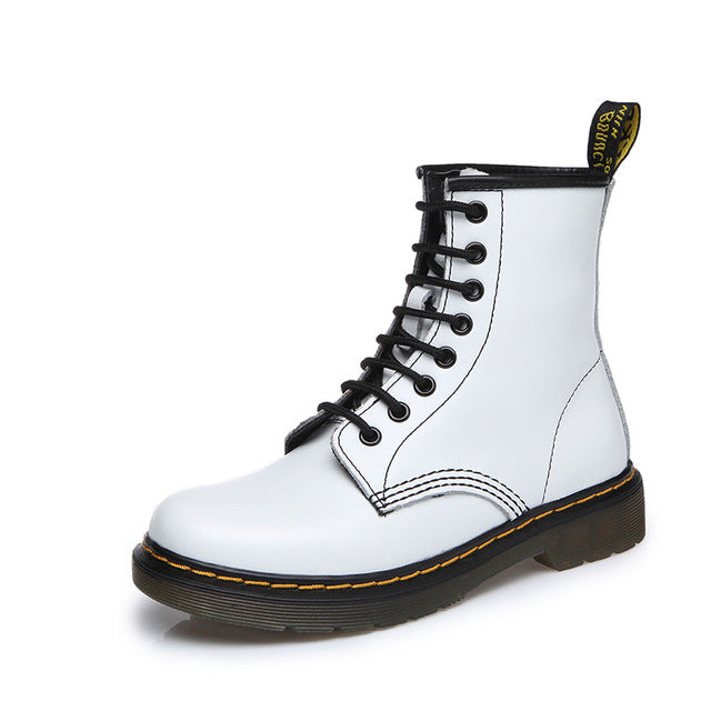 Aneikeh Women Ankle Boots Shoes Woman 2018 Spring Fall Genuine Leather Lace Up Shoes Punk Plus Size 43 44 Riding, Equestr Boots - Semper Fi Leather