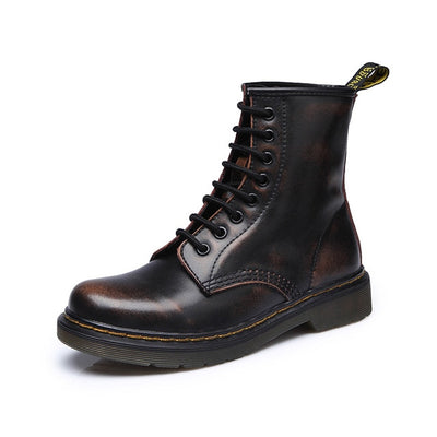 Aneikeh Women Ankle Boots Shoes Woman 2018 Spring Fall Genuine Leather Lace Up Shoes Punk Plus Size 43 44 Riding, Equestr Boots - Semper Fi Leather