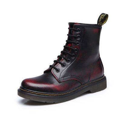 Aneikeh Women Ankle Boots Shoes Woman 2018 Spring Fall Genuine Leather Lace Up Shoes Punk Plus Size 43 44 Riding, Equestr Boots - Semper Fi Leather