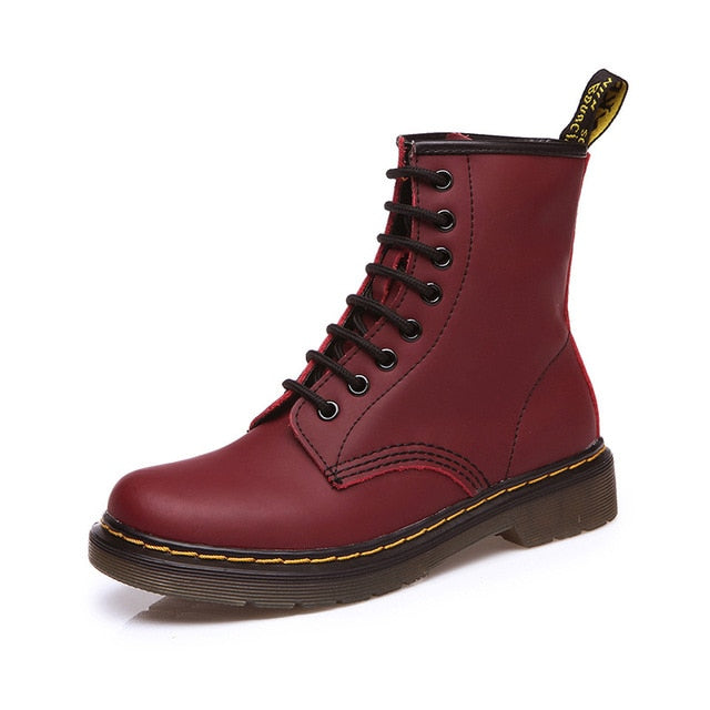 Aneikeh Women Ankle Boots Shoes Woman 2018 Spring Fall Genuine Leather Lace Up Shoes Punk Plus Size 43 44 Riding, Equestr Boots - Semper Fi Leather