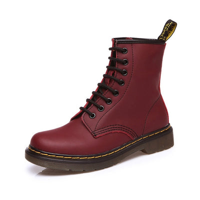 Aneikeh Women Ankle Boots Shoes Woman 2018 Spring Fall Genuine Leather Lace Up Shoes Punk Plus Size 43 44 Riding, Equestr Boots - Semper Fi Leather