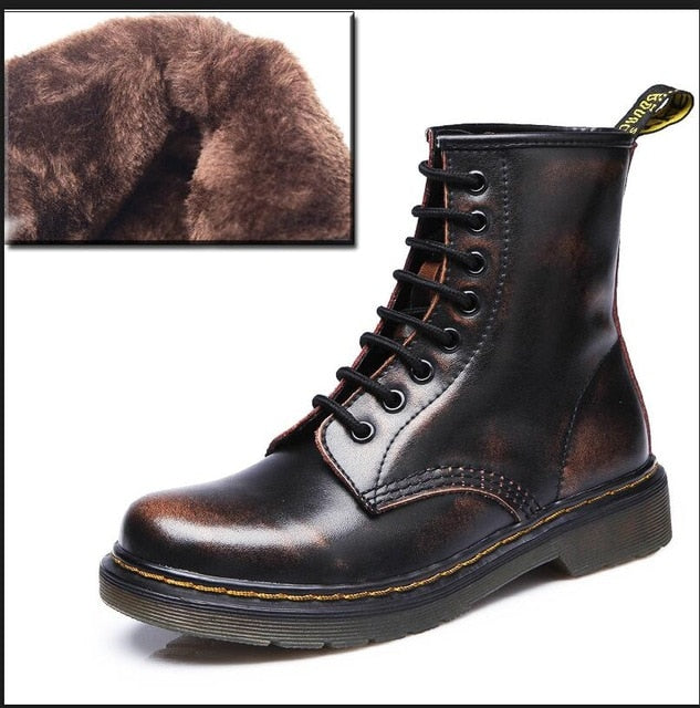Aneikeh Women Ankle Boots Shoes Woman 2018 Spring Fall Genuine Leather Lace Up Shoes Punk Plus Size 43 44 Riding, Equestr Boots - Semper Fi Leather