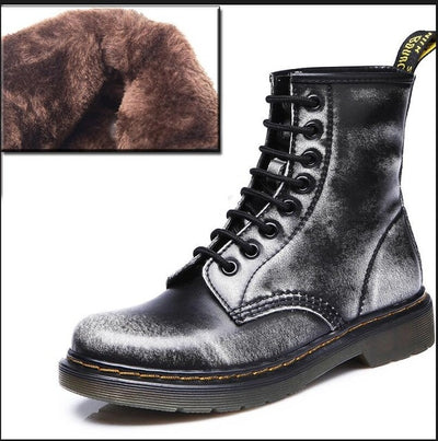 Aneikeh Women Ankle Boots Shoes Woman 2018 Spring Fall Genuine Leather Lace Up Shoes Punk Plus Size 43 44 Riding, Equestr Boots - Semper Fi Leather