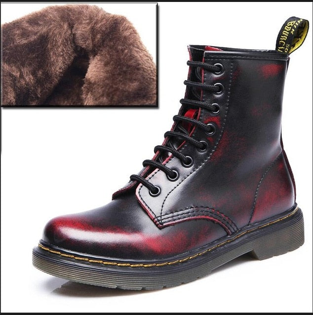 Aneikeh Women Ankle Boots Shoes Woman 2018 Spring Fall Genuine Leather Lace Up Shoes Punk Plus Size 43 44 Riding, Equestr Boots - Semper Fi Leather