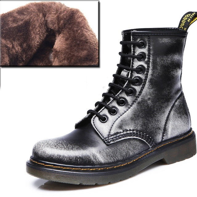 2018 Boots Women Genuine Leather Shoes For Winter Boots Shoes Woman Fashion Warm Genuine Leather Botas Mujer Female Ankle Boots - Semper Fi Leather