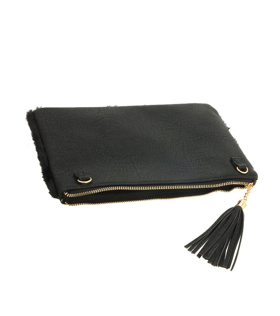 Fur Clutch with Leather Tassel - Semper Fi Leather