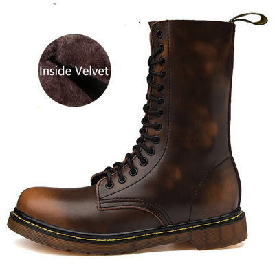 Lovers Popular Motocycle Boots Size 35-46 Men Winter High-Top Martens Boots Men Leather For Men Casual Luxury Military Boot Army - Semper Fi Leather
