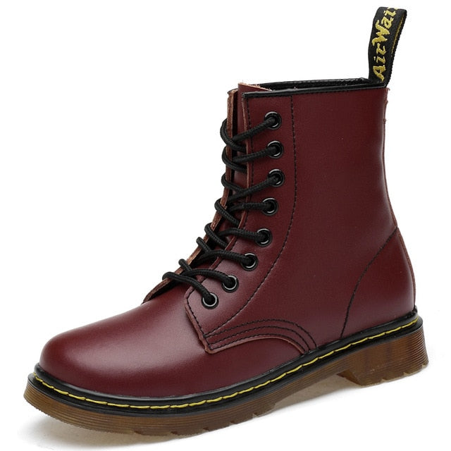 ADBOOV New PU Leather Ankle Boots Women Fall Winter Flat Platform Shoes Plus Size 35-42 Martins Boots Zip Motorcycle Booties - Semper Fi Leather