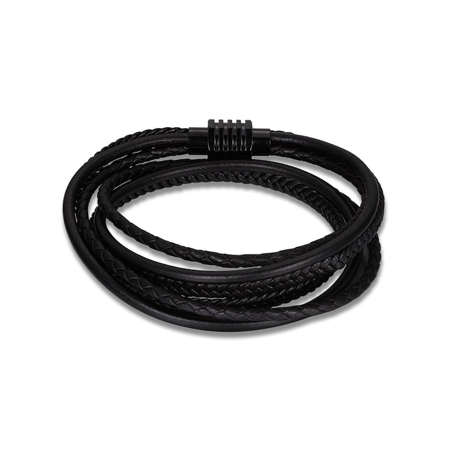 Black Leather Multi Bracelet - Semper Fi Leather
