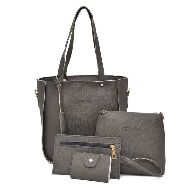 Women Bag Set Top-Handle Big Capacity Female Tassel Handbag Fashion Shoulder Bag Purse Ladies PU Leather Crossbody Bag - Semper Fi Leather