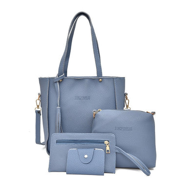 Women Bag Set Top-Handle Big Capacity Female Tassel Handbag Fashion Shoulder Bag Purse Ladies PU Leather Crossbody Bag - Semper Fi Leather